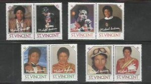 ST. VINCENT - Michael Jackson - Perf 8v Set - Mint Never Hinged