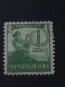 ​CUBA-1939-SC#356-CUBA'S TOBACCO INDUSTRY-CIBONEY INDIAN &  CIGARS-MINT-VF-