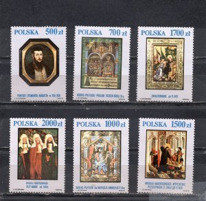 POLAND 1990 PAINTINGS SET OF 6 STAMPS MNH
