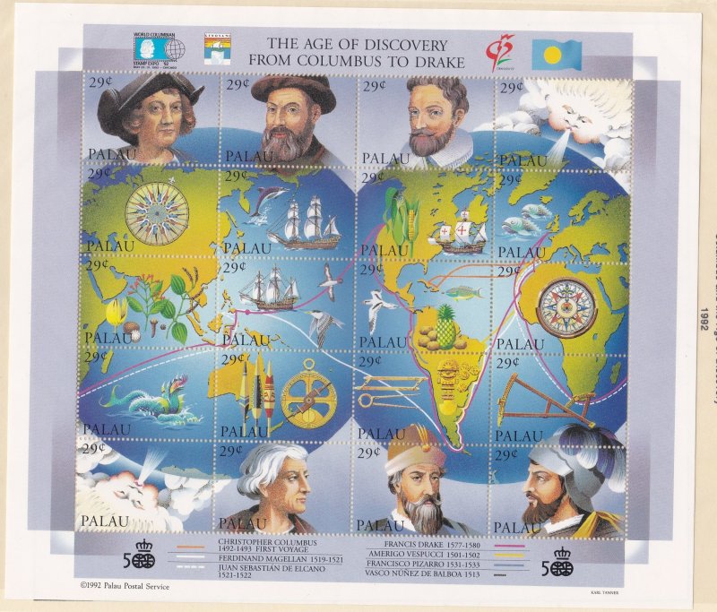 Palau # 302, Columbus & The Age of Discovery. NH, 1/2 Cat.