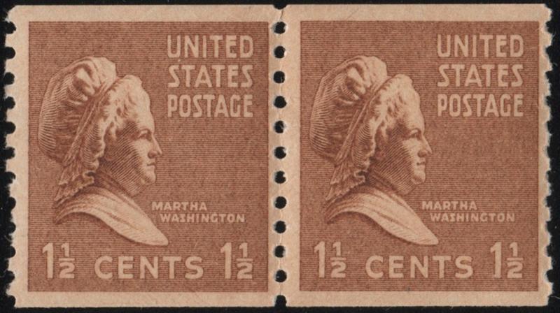 SC#840 1½¢ Martha Washington Coil Pair (1939) MNH