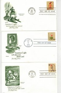 1610-1612 HIGH VALUE SET OF 3 FDCs $5 RAILROAD LANTERN $2 KEROSENE LAMP & $1