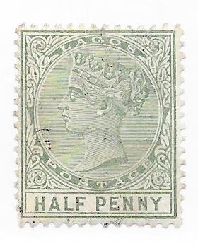 Lagos #13 1/2p Queen Victoria green (U)  CV $0.95