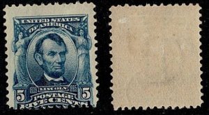 USA #304 MH 5c Lincoln off-center