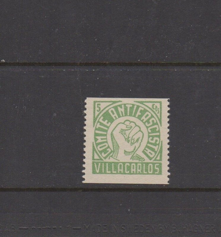 Spanish Propaganda Stamp, Villacarlos Antifascist Committee - MNH OG 