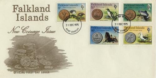 1975 Falkland Islands Coinage (Scott 245-49) FDC