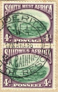 SOUTH WEST AFRICA 4d Bogenfels Pair Luderitz 1936 *BATHING* CDS Used BLBLUE45