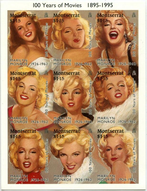 MONTSERRAT #860 Marilyn Monroe 100 years of Movies Souvenir Sheet Mint NH 1995