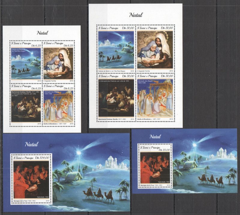HM1184 2018 SAO TOME & PRINCIPE CHRISTMAS ART #7973-82 2KB+2BL(1443-4) MNH