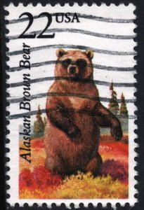 SC#2310 22¢ North American Wildlife: Alaskan Brown Bear (1987) Used