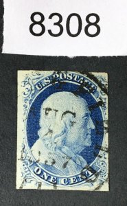 US STAMPS # 9 USED VF CV. $100 LOT #8308