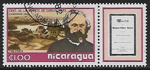 Nicaragua # 1182 - Karl Marx + Label - used.....{KBrL}