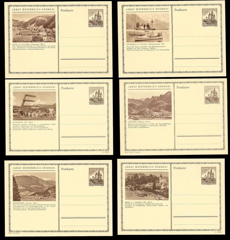 AUSTRIA (120) Scenery View Brown 1 Shilling Postal Cards c1950s ALL MINT UNUSED