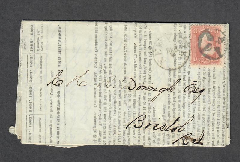 US Sc#65 Civil War 1864 Adversity Cover Sugar Price List NY Fancy Cancel