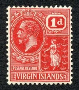 Virgin Islands 1922-8 1d scarlet wmk Script CA SG89 VFM cat 28 pounds 