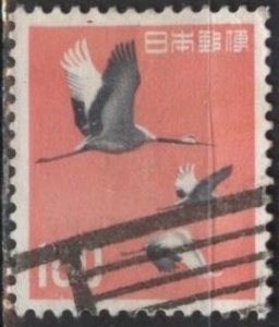 Japan 753 (used) 100y cranes, pink & black (1963)