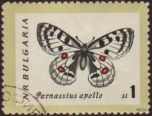 Bulgaria 1962 Sc#1238, SG1337 1s Butterfly Parnassius apollo CTO.