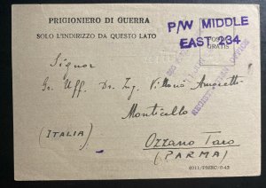 19465 Italian Prisoner Of War MEF POW Camp 305 Postcard Cover To Parma Italy