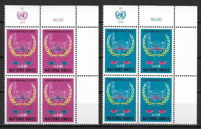 UN Geneva 87-88 ICJ MI Block of 4 MNH