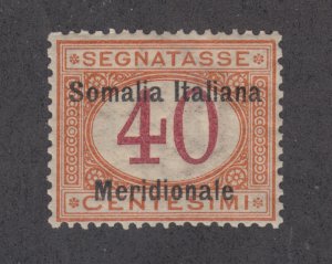 Somalia Sc J5 MLH. 1906 40c Postage Due of Italy w/ black overprint, VF