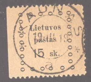 Lithuania, Scott #14, Used, Kaunas CDS SOTN