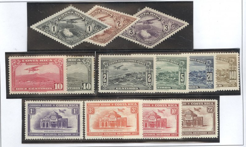 Costa Rica #C16/C20/C28-C38 Unused Single (Complete Set)