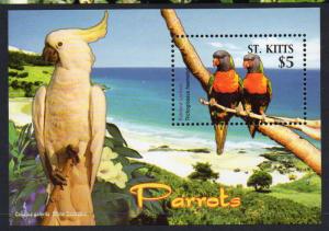 ST. KITTS 617-618 MNH S/S SCV $10.50 BIN $6.25 PARROTS