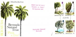 BERMUDA - PLANT A TREE BERMUDA NATIONAL TRUST SET OF 4 ON CACHETED FDC 1973