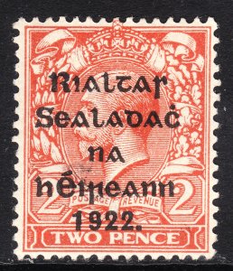 1922 Ireland KGV 2 pence overprint perf 15x14 Wmk 33 type I MMH Sc# 16b CV $5.