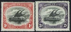 PAPUA 1901 LAKATOI BRITISH NEW GUINEA 1D AND 2D VERTICAL WMK
