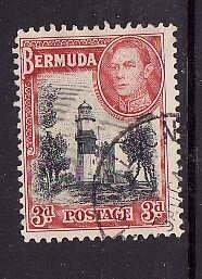 Bermuda-Sc #121-used-3p KGVI-Lighthouses-1938-51-