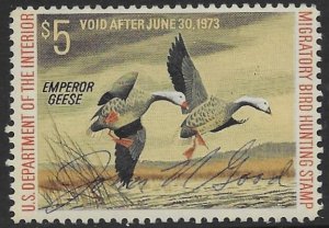 US RW 39   1972  $5.00  fed duck stamp   FVF  used