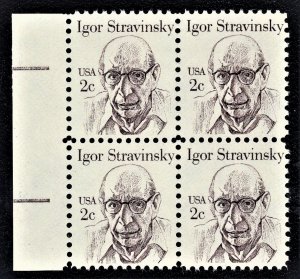 US 1845 MNH VF 2 Cent Igor Stravinsky Composer Block of 4