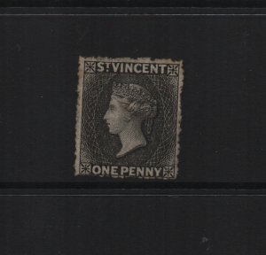 St Vincent 1871 SG15 1d black - 15 perf no gum unused