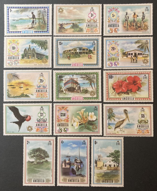 Anguilla 1972 #145-59(no #160), Various Designs, Unused/MH, CV $47.90