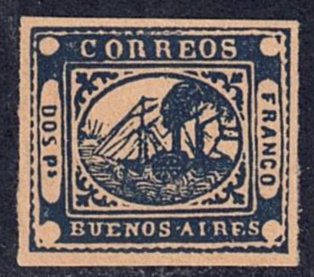 Buenos Airies #2 Mint No Gum Imperforate Stamp cv $300