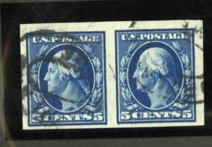 US Stamps # 347 5c Washington Used Pair SUPERB