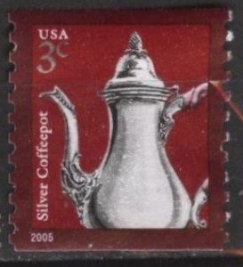 US 3759 (used) 3¢ silver coffeepot, coil (2005)