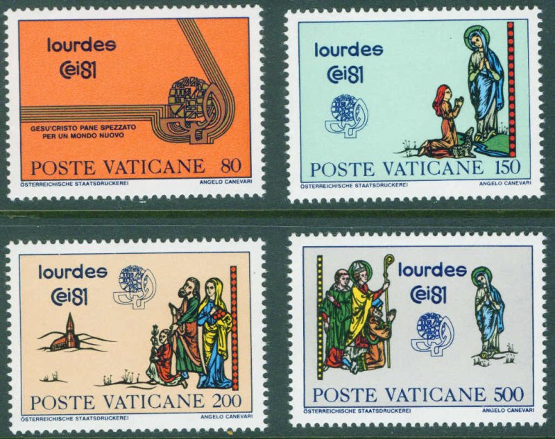 VATICAN Scott 687-690 MNH** 1981 Lady of Lourdes set