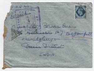 1941 Great Britain military cover to India with 10p issue [6521.185]