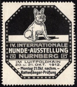 1912 Germany Poster Stamp 4th Int'l. Dog Show Rat Catcher Test** Nuremberg