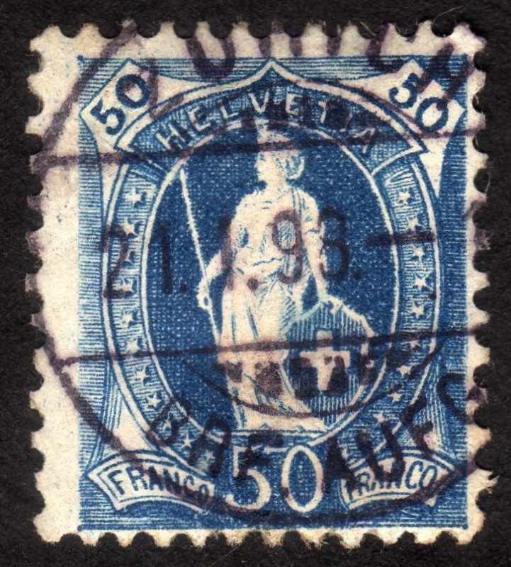 1895, Switzerland 50c, Used, Sc 86a