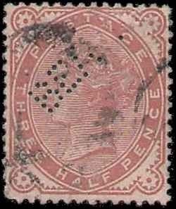 GREAT BRITAIN #80 Perfin U VF