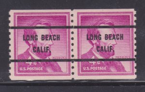 MNH US Bureau Precancels: CA; Long Beach #1058–71 4¢ Liberty Coil Pair