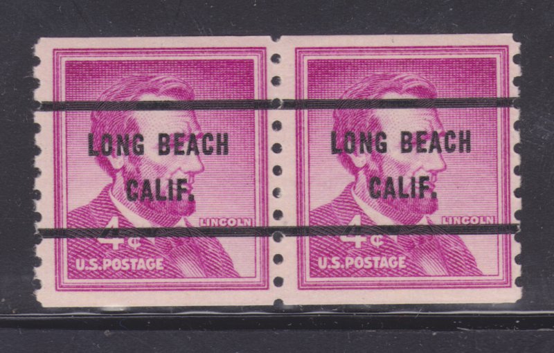 MNH US Bureau Precancels: CA; Long Beach #1058–71 4¢ Liberty Coil Pair