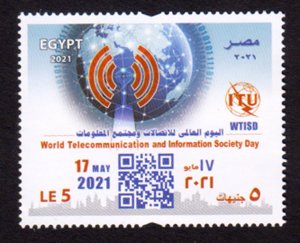 EGYPT - 2021 WORLD TELECOMMUNICATION & INFORMATION SOCIETY DAY - 1V MINT NH