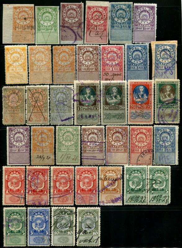 LATVIA Lettland Lettonie REVENUE Document Stamps Stempel Zimog Marka Collection