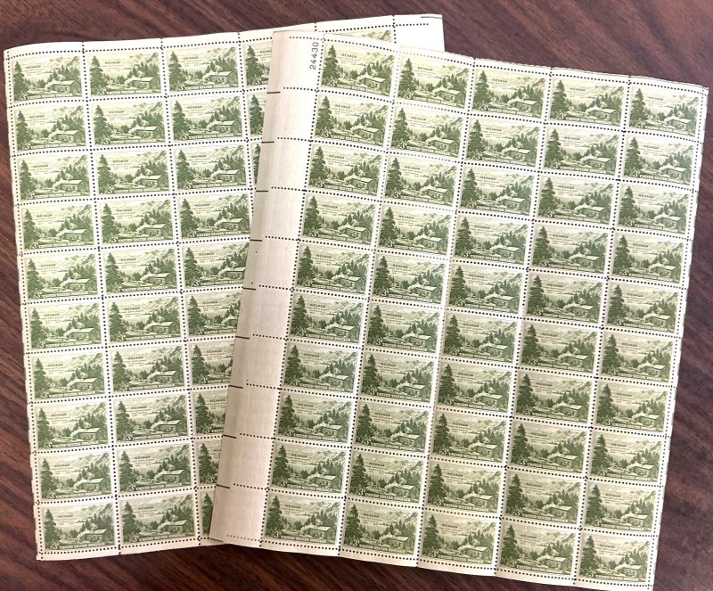Scott #999, 3 cent Nevada Centennial - 1951 Lot of 2 MNH Sheets of 50/100 stamps