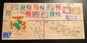 1954 Registered Rhodesia and Nyasaland Airmail Cover FDC Salisbury to Scotland