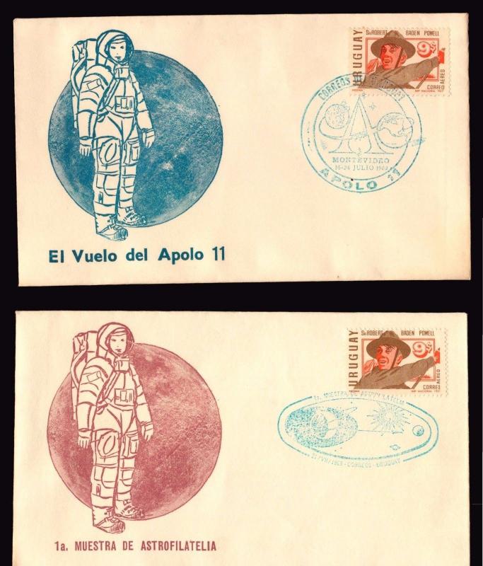 1969 SPACE Apollo 11 space planet moon stars rocket URUGUAY EVENT COVERS 